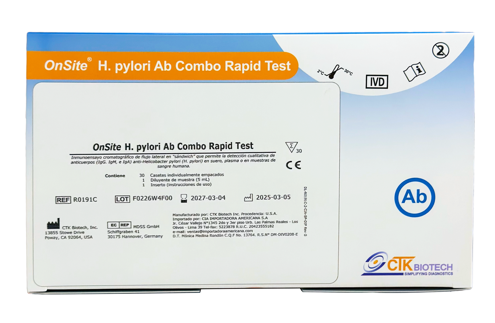 Pruebas Rápidas H. Pylori Ab Combo Rapid Test